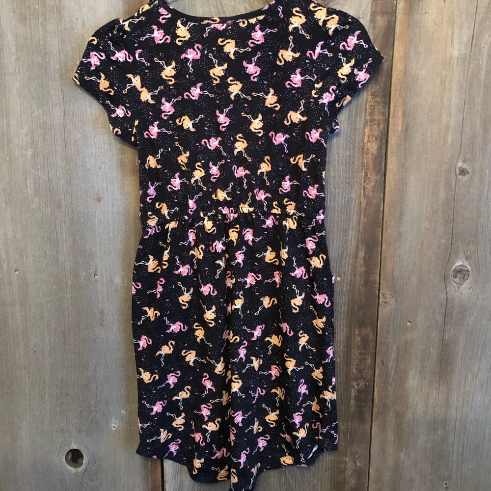 LuLaRoe Black Flamingo Mae Dress with Pockets Size 12